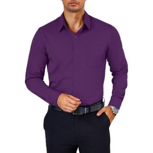 imageCOOFANDY Mens Dress Shirts Wrinkle Free Long Sleeve Button Down Shirts Formal Business ShirtPurple