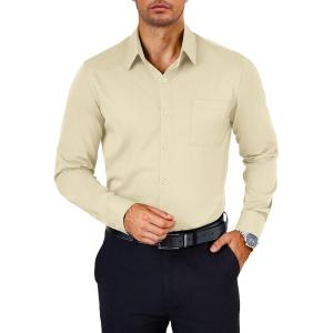 imageCOOFANDY Mens Dress Shirts Wrinkle Free Long Sleeve Button Down Shirts Formal Business ShirtStone