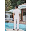 imageCOOFANDY Mens 2 Piece Cotton Sets Casual Short Sleeve Henley Shirts and Beach Pants with Pockets Summer Vacation OutfitsAwhite