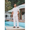 imageCOOFANDY Mens 2 Piece Cotton Sets Casual Short Sleeve Henley Shirts and Beach Pants with Pockets Summer Vacation OutfitsAwhite