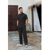 imageCOOFANDY Mens 2 Piece Cotton Sets Casual Short Sleeve Henley Shirts and Beach Pants with Pockets Summer Vacation OutfitsBlack