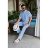 imageCOOFANDY Mens 2 Piece Cotton Sets Casual Short Sleeve Henley Shirts and Beach Pants with Pockets Summer Vacation OutfitsBlue