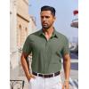 imageCOOFANDY Mens Short Sleeve Button Down Shirt Casual Untucked Dress Shirt Stretch Denim ShirtAarmy Green