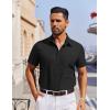 imageCOOFANDY Mens Short Sleeve Button Down Shirt Casual Untucked Dress Shirt Stretch Denim ShirtBblack