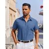 imageCOOFANDY Mens Short Sleeve Button Down Shirt Casual Untucked Dress Shirt Stretch Denim ShirtBlue