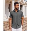 imageCOOFANDY Mens Short Sleeve Button Down Shirt Casual Untucked Dress Shirt Stretch Denim ShirtDark Grey