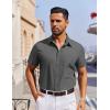 imageCOOFANDY Mens Short Sleeve Button Down Shirt Casual Untucked Dress Shirt Stretch Denim ShirtDark Grey