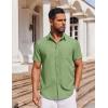 imageCOOFANDY Mens Short Sleeve Button Down Shirt Casual Untucked Dress Shirt Stretch Denim ShirtLight Green