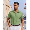imageCOOFANDY Mens Short Sleeve Button Down Shirt Casual Untucked Dress Shirt Stretch Denim ShirtLight Green