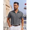 imageCOOFANDY Mens Short Sleeve Button Down Shirt Casual Untucked Dress Shirt Stretch Denim ShirtLight Grey