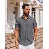 imageCOOFANDY Mens Short Sleeve Button Down Shirt Casual Untucked Dress Shirt Stretch Denim ShirtLight Grey
