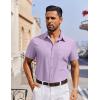 imageCOOFANDY Mens Short Sleeve Button Down Shirt Casual Untucked Dress Shirt Stretch Denim ShirtLight Purple