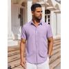 imageCOOFANDY Mens Short Sleeve Button Down Shirt Casual Untucked Dress Shirt Stretch Denim ShirtLight Purple