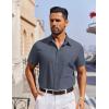 imageCOOFANDY Mens Short Sleeve Button Down Shirt Casual Untucked Dress Shirt Stretch Denim ShirtNavy Blue