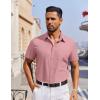 imageCOOFANDY Mens Short Sleeve Button Down Shirt Casual Untucked Dress Shirt Stretch Denim ShirtPurple Red