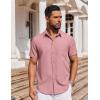 imageCOOFANDY Mens Short Sleeve Button Down Shirt Casual Untucked Dress Shirt Stretch Denim ShirtPurple Red