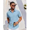 imageCOOFANDY Mens Short Sleeve Button Down Shirt Casual Untucked Dress Shirt Stretch Denim ShirtSky Blue