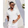 imageCOOFANDY Mens Short Sleeve Button Down Shirt Casual Untucked Dress Shirt Stretch Denim ShirtWhite