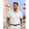imageCOOFANDY Mens Short Sleeve Button Down Shirt Casual Untucked Dress Shirt Stretch Denim ShirtWhite