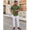 imageCOOFANDY Mens Stretch Dress Shirts Short Sleeve Wrinkle Free Casual Button Down ShirtsArmy Green