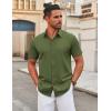 imageCOOFANDY Mens Stretch Dress Shirts Short Sleeve Wrinkle Free Casual Button Down ShirtsArmy Green