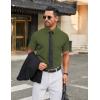 imageCOOFANDY Mens Stretch Dress Shirts Short Sleeve Wrinkle Free Casual Button Down ShirtsArmy Green