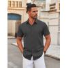 imageCOOFANDY Mens Stretch Dress Shirts Short Sleeve Wrinkle Free Casual Button Down ShirtsDark Grey