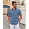 imageCOOFANDY Mens Stretch Dress Shirts Short Sleeve Wrinkle Free Casual Button Down ShirtsGrayish Blue