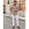 imageCOOFANDY Mens Stretch Dress Shirts Short Sleeve Wrinkle Free Casual Button Down ShirtsKhaki