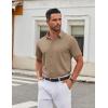 imageCOOFANDY Mens Stretch Dress Shirts Short Sleeve Wrinkle Free Casual Button Down ShirtsKhaki