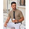 imageCOOFANDY Mens Stretch Dress Shirts Short Sleeve Wrinkle Free Casual Button Down ShirtsKhaki