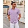 imageCOOFANDY Mens Stretch Dress Shirts Short Sleeve Wrinkle Free Casual Button Down ShirtsLavender