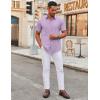 imageCOOFANDY Mens Stretch Dress Shirts Short Sleeve Wrinkle Free Casual Button Down ShirtsLavender