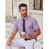 imageCOOFANDY Mens Stretch Dress Shirts Short Sleeve Wrinkle Free Casual Button Down ShirtsLavender