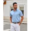 imageCOOFANDY Mens Stretch Dress Shirts Short Sleeve Wrinkle Free Casual Button Down ShirtsLight Blue
