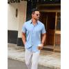 imageCOOFANDY Mens Stretch Dress Shirts Short Sleeve Wrinkle Free Casual Button Down ShirtsLight Blue