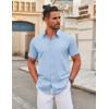 imageCOOFANDY Mens Stretch Dress Shirts Short Sleeve Wrinkle Free Casual Button Down ShirtsLight Blue