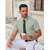 imageCOOFANDY Mens Stretch Dress Shirts Short Sleeve Wrinkle Free Casual Button Down ShirtsLight Green