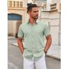 imageCOOFANDY Mens Stretch Dress Shirts Short Sleeve Wrinkle Free Casual Button Down ShirtsLight Green