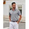 imageCOOFANDY Mens Stretch Dress Shirts Short Sleeve Wrinkle Free Casual Button Down ShirtsLight Grey