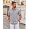 imageCOOFANDY Mens Stretch Dress Shirts Short Sleeve Wrinkle Free Casual Button Down ShirtsLight Grey