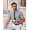 imageCOOFANDY Mens Stretch Dress Shirts Short Sleeve Wrinkle Free Casual Button Down ShirtsLight Grey