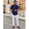 imageCOOFANDY Mens Stretch Dress Shirts Short Sleeve Wrinkle Free Casual Button Down ShirtsMidnight Blue