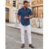 imageCOOFANDY Mens Stretch Dress Shirts Short Sleeve Wrinkle Free Casual Button Down ShirtsNavy Blue