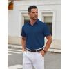 imageCOOFANDY Mens Stretch Dress Shirts Short Sleeve Wrinkle Free Casual Button Down ShirtsNavy Blue