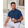 imageCOOFANDY Mens Stretch Dress Shirts Short Sleeve Wrinkle Free Casual Button Down ShirtsNavy Blue