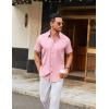 imageCOOFANDY Mens Stretch Dress Shirts Short Sleeve Wrinkle Free Casual Button Down ShirtsPink