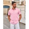 imageCOOFANDY Mens Stretch Dress Shirts Short Sleeve Wrinkle Free Casual Button Down ShirtsPink