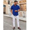imageCOOFANDY Mens Stretch Dress Shirts Short Sleeve Wrinkle Free Casual Button Down ShirtsRoyal Azure
