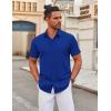 imageCOOFANDY Mens Stretch Dress Shirts Short Sleeve Wrinkle Free Casual Button Down ShirtsRoyal Azure